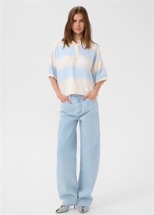 Maia ss polo bluse Blue Finch Striped Gestuz 